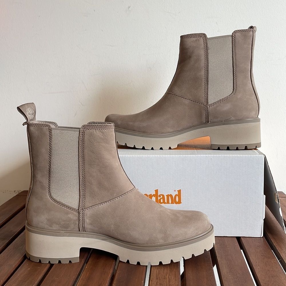 Timberland Gray Suede Ankle Booties with Lug Sole